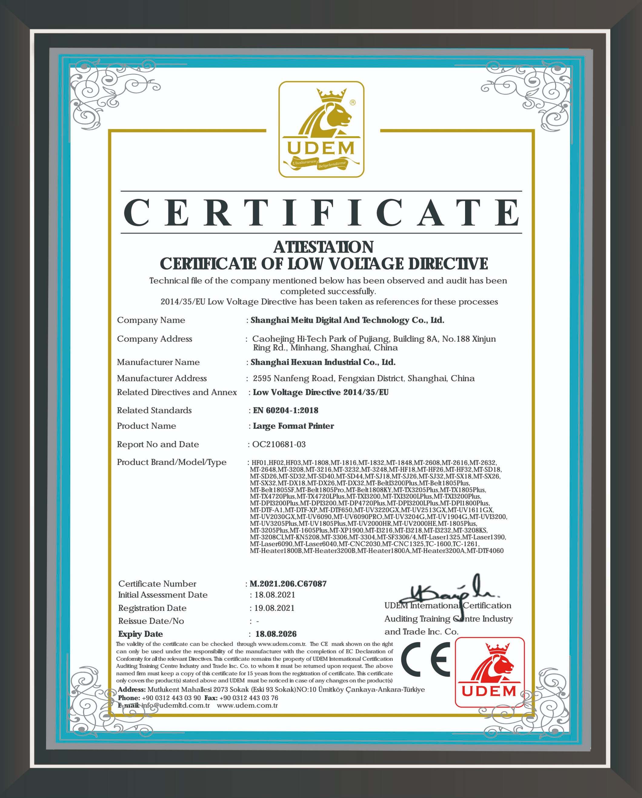 MT LVD Certificate
