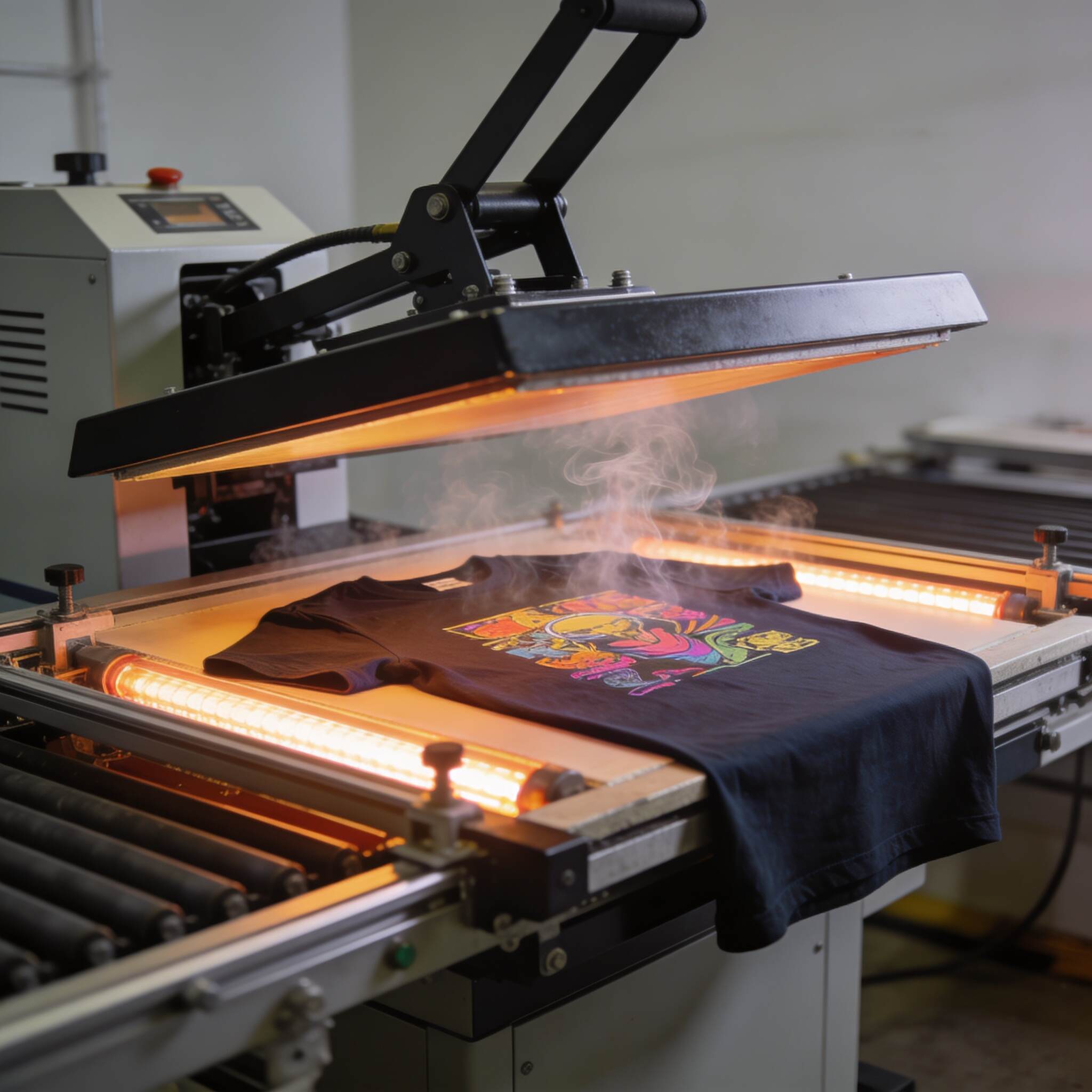 Heat curing process for DTG printed garments using a heat press