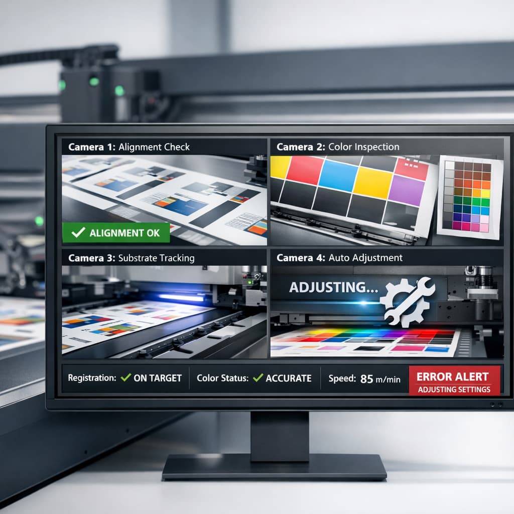 Real-time camera feedback system in UV printer workflow