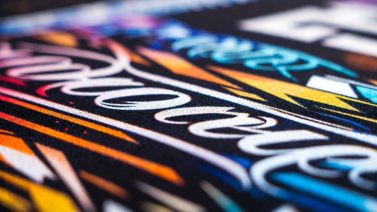 Close-up of high-resolution DTF print showing sharp details and vibrant colors