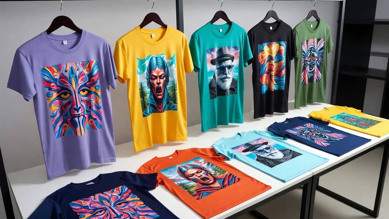 High-quality DTG printed t-shirts with vibrant detailed artwork