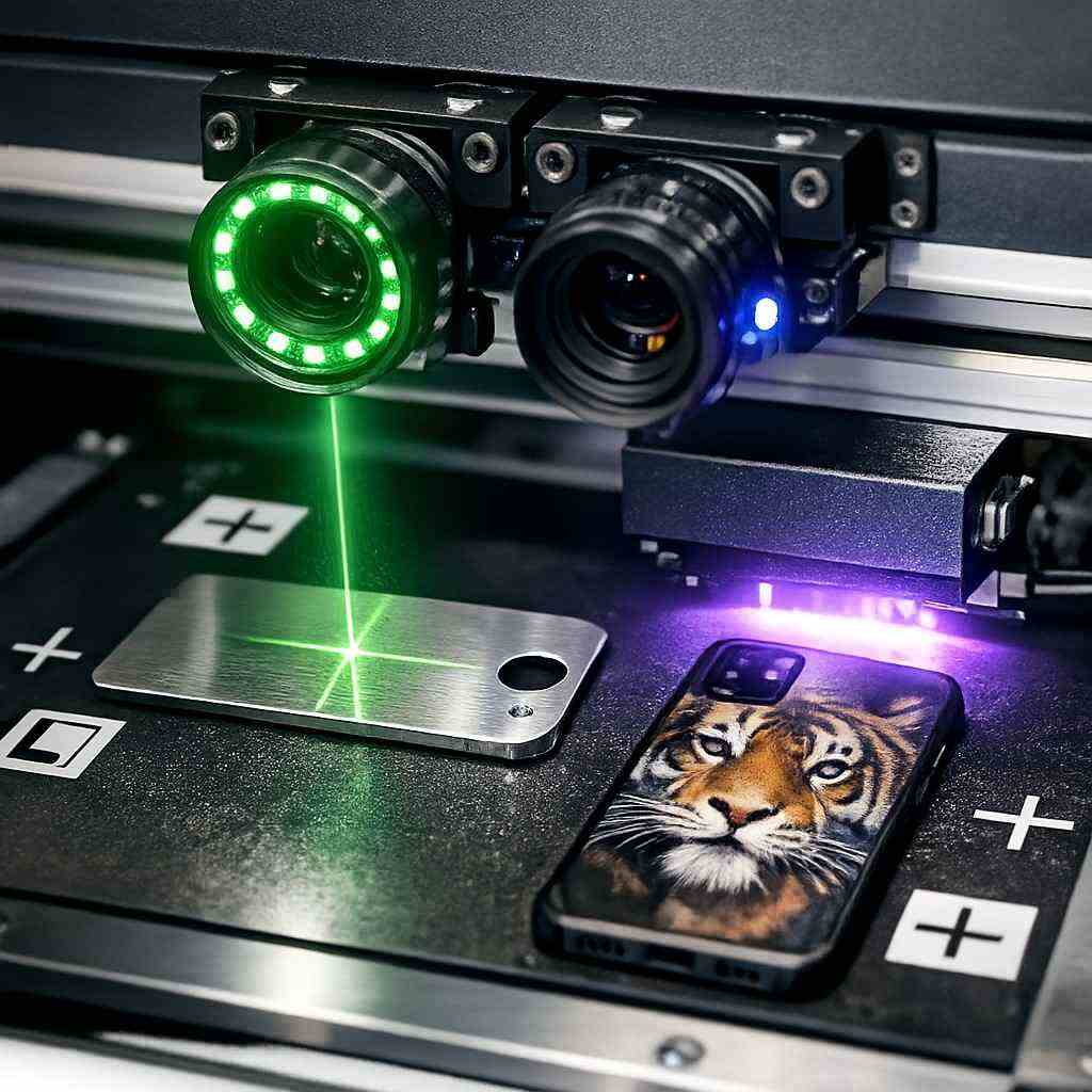 uv printing on glass metal wood and acrylic using visual positioning