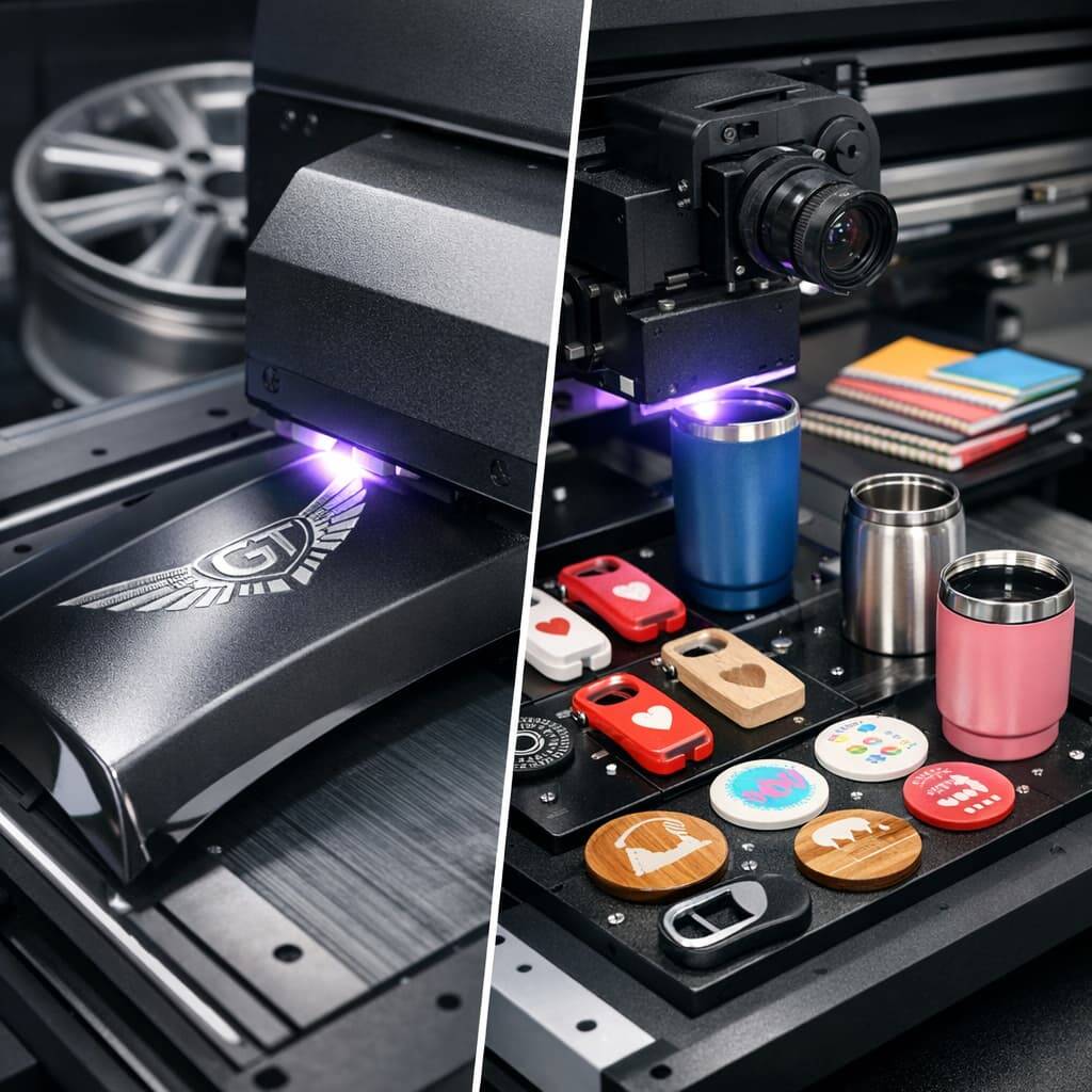 Final printed output using visual positioning UV printer technology