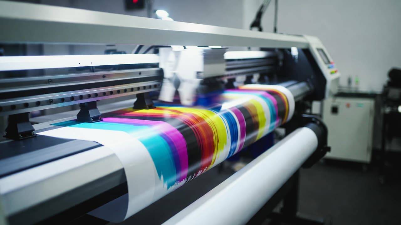 DTF printer printing vibrant design on transfer film for custom apparel