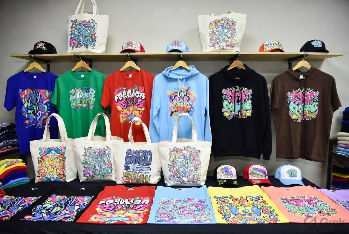 Heat press machine applying DTF transfer design onto cotton t-shirt