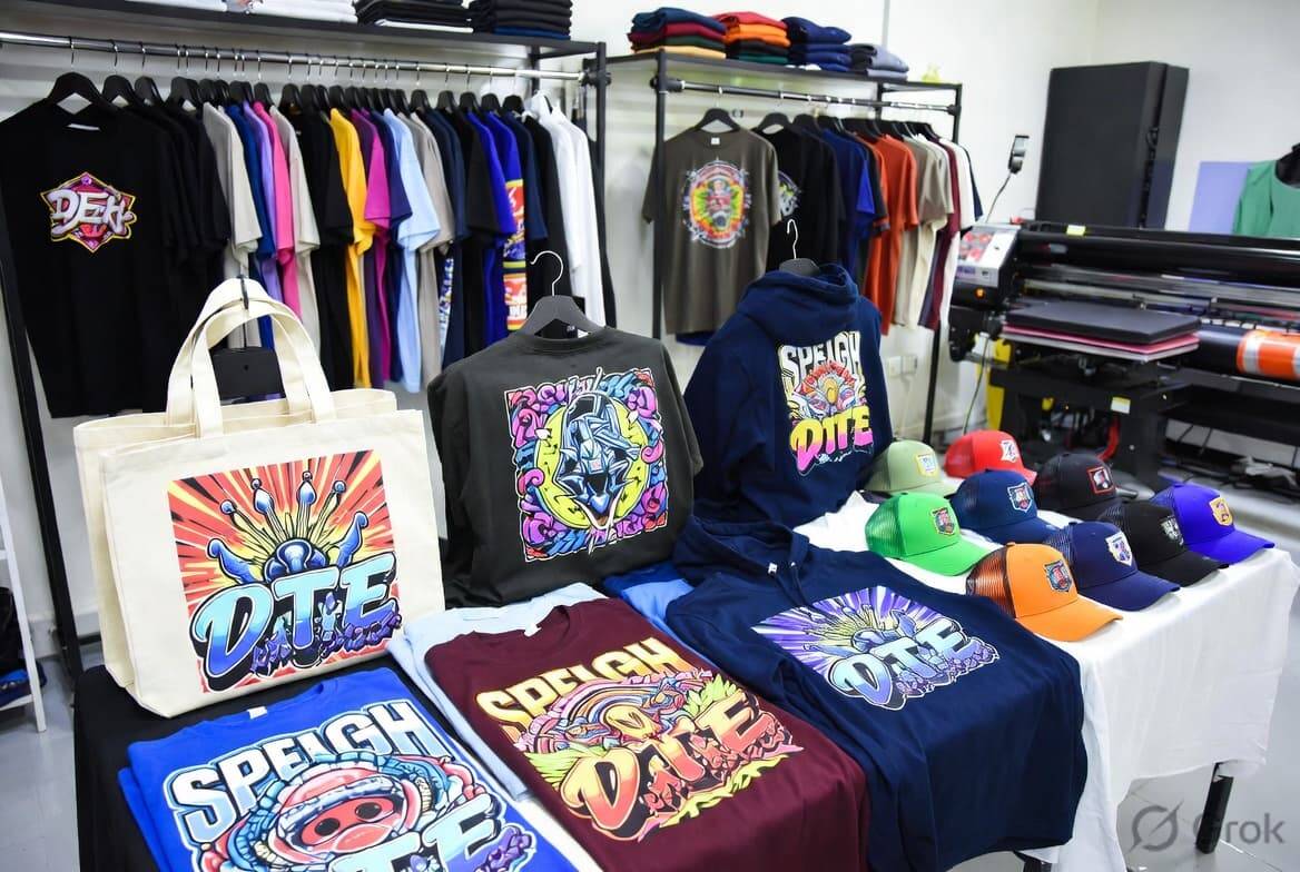 Custom apparel printed using roll-to-roll DTF printing technology